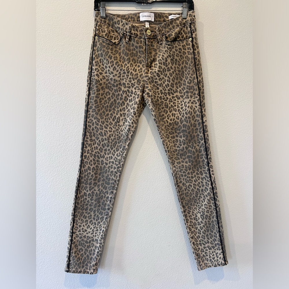 FRAME Animal Print Skinny Jeans